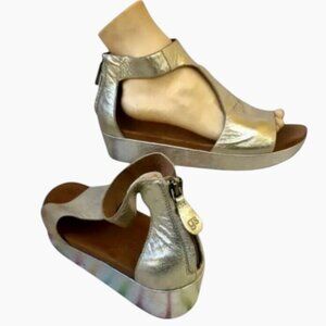 Gentle Souls Platform Wedge Sandal Silver Metallic